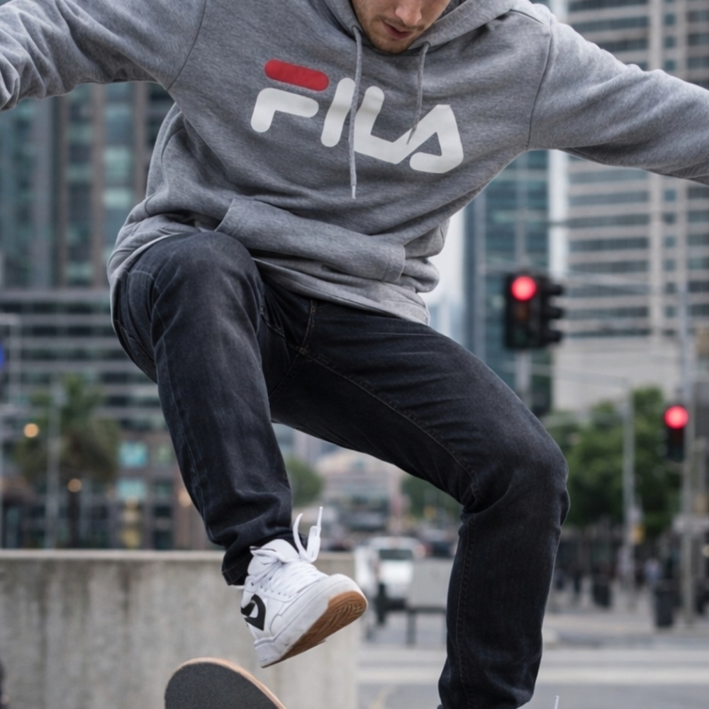 Fila Heather Gray Pullover Hoodie Large NEW